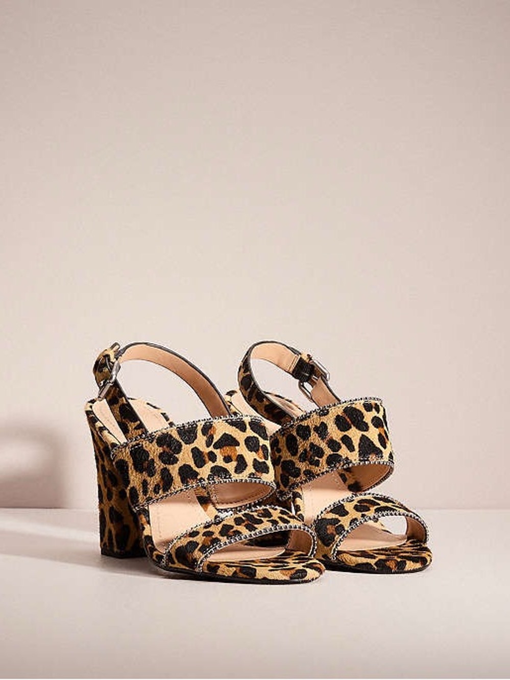 Coach Rylie Leopard Print Calf Hair Block Heel Sandals Size 9.5 - Picture 4 of 8